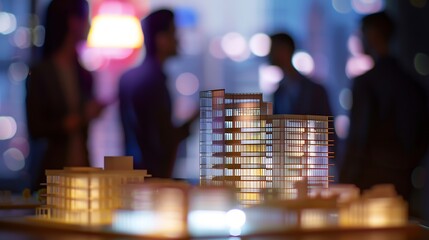 group of business people discussing real estate project construction of new building cooperation of architect designer and manager : Generative AI