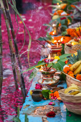 holy offerings of fruits for hindu sun god at chhath festival unique perspective