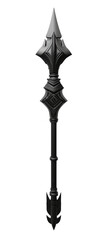 Black ornate medieval weapon with intricate design, used historically in combat. Ideal for games, museums, or historical reenactments.