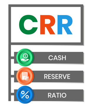 CRR, CASH&nbsp;RESERVE&nbsp;RATIO acronym. Concept with keyword and icons. Flat vector illustration. Isolated on white.