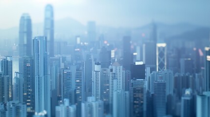 Fototapeta premium Abstract futuristic cityscape view with modern skyscrapers Hong Kong : Generative AI