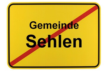 Illustration eines Ortsschildes der Gemeinde Sehlen in Mecklenburg-Vorpommern