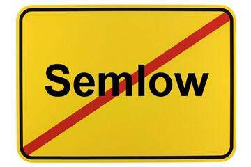 Illustration eines Ortsschildes der Gemeinde Semlow in Mecklenburg-Vorpommern
