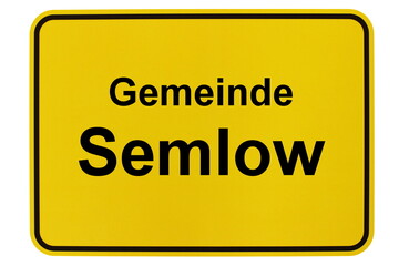 Illustration eines Ortsschildes der Gemeinde Semlow in Mecklenburg-Vorpommern