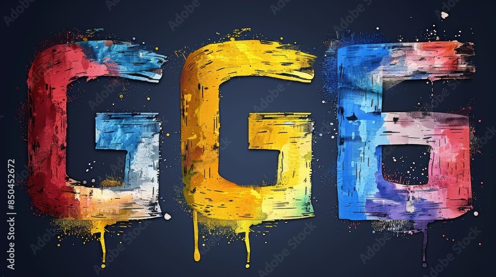 Poster create a dynamic and vibrant photography logo with a colorful g symbol surrounded by abstract shapes