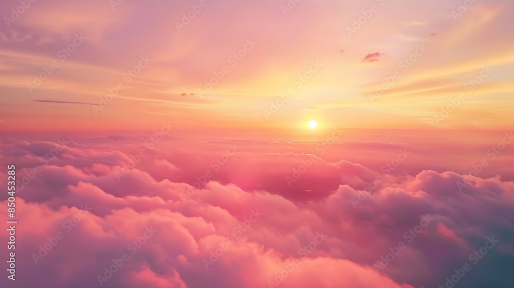 Poster ideal for sky replacement project panoramic colorful pinkorangeblue dramatic sky with clouds illumin