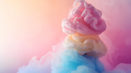 Fototapeta premium Colorful cotton candy in soft pastel color background. 