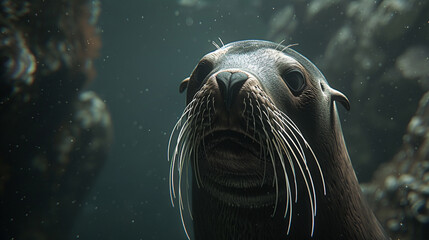 A seal is looking at the camera with its mouth open