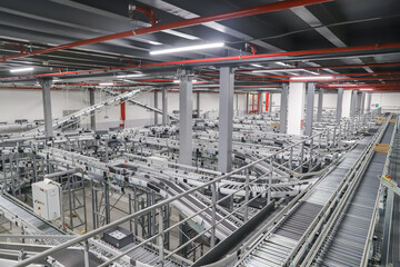 Fototapeta premium packing line in a logistics warehouse - ecommerce