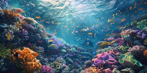 Obraz premium Colorful Marine Life in Ocean