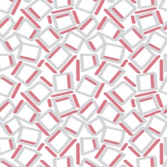 Seamless abstract geometric pattern. Simple background with grey, red, white texture. Lines, squares. Digital brush strokes. Design for textile fabrics, wrapping paper, background, wallpaper, cover