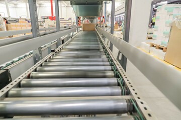 Fototapeta premium packing line in a logistics warehouse