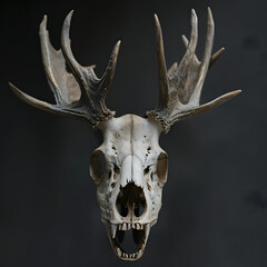 deer skull with sntlers screaming creepy