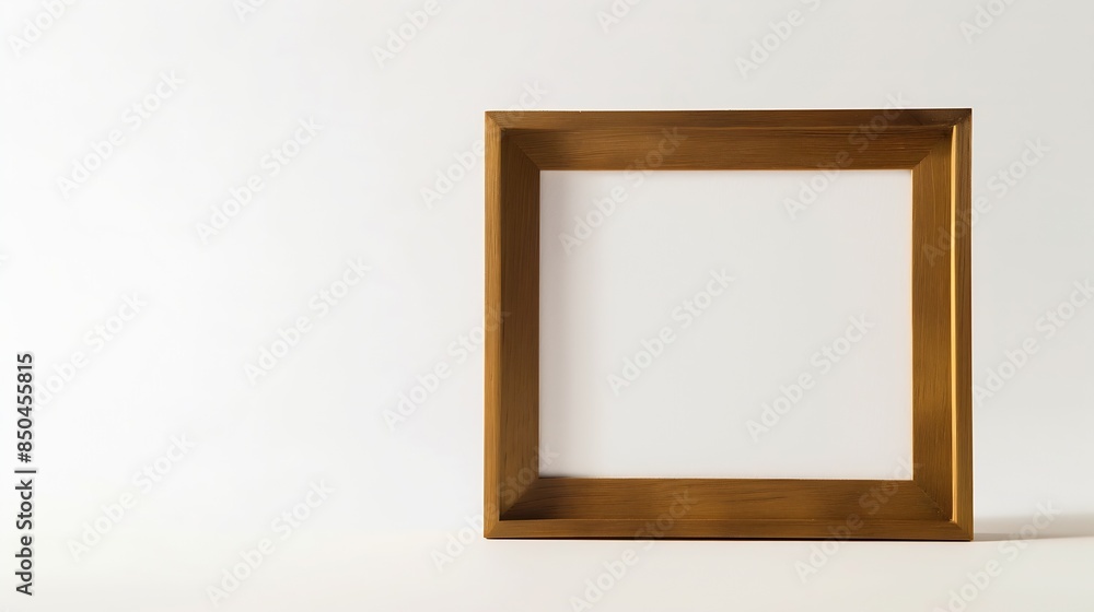 Poster desktop photo frame vertical standing brown wooden picture frame on white background : generative ai