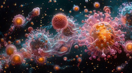 An immersive 360-degree panorama of antigen presentation, illustrating how antigen-presenting cells process and present antigens to activate T