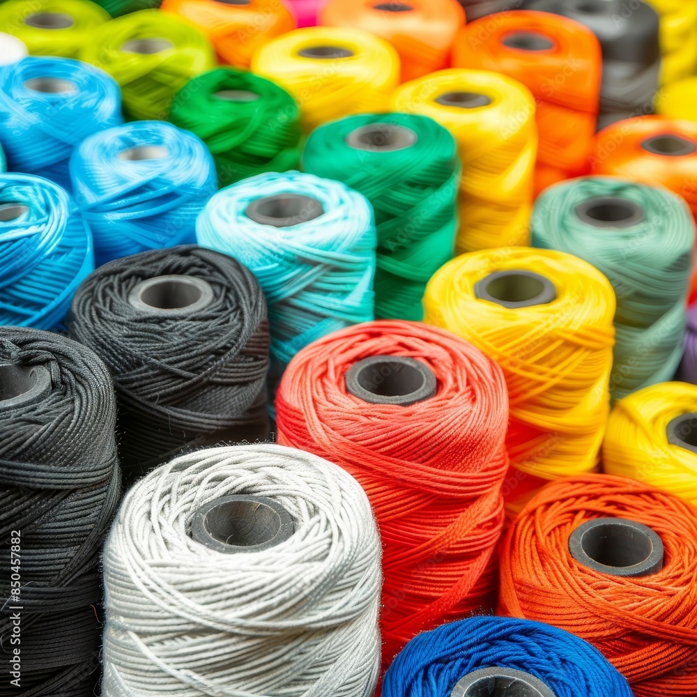 Aufkleber vivid yarn rolls creating a colorful background display for artistic projects and crafts