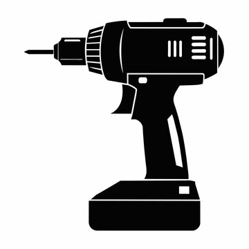 black cordless drill isolated on white clip art preview
