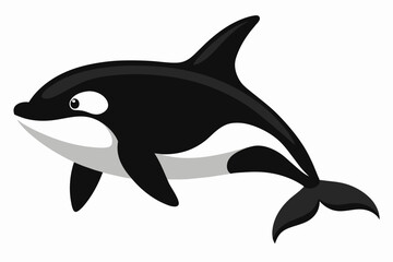 Obraz premium Black and white killer whale isolated on a white background. Concept of ocean creature illustration, minimalist style, marine life, orca whale. Print, icon, logo, template, digital art.