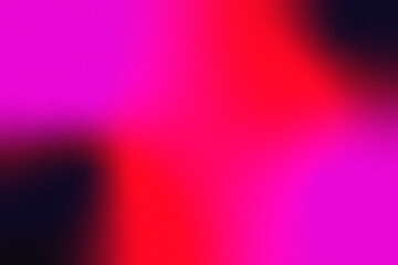 Color gradient grainy background, pink toned black illuminated spots on red, noise texture effect	