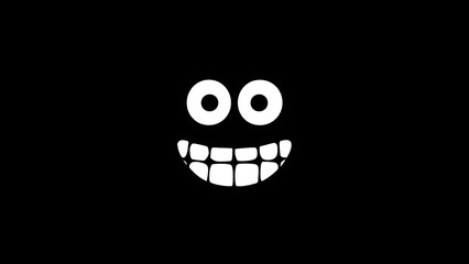 A black background with a cartoonish, white smiling face