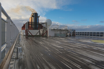 Picket ball or tennis match court and golf putting green simulator onboard ocean liner cruiseship...