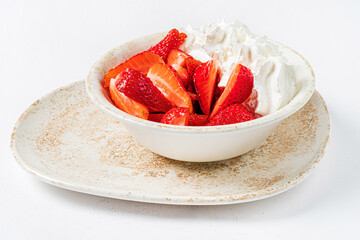 organic strawberries with whipped cream
