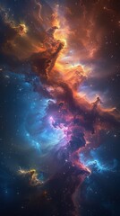 Galaxy theme, colorful nebula, bright stars, cosmic dust, high resolution, expansive universe, mysterious and beautiful, ultra-detailed