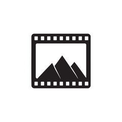 Fototapeta premium Illustration of mountains with camera roll film