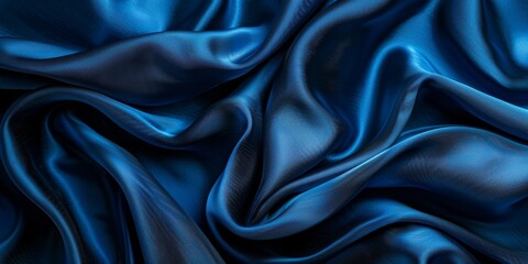 Fototapeta premium Close-up of Blue Fabric Texture, a Dark and Moody Background. This captivating image showcases the intricate texture of a blue fabric, captured in a close-up shot against a dark background.creating a 