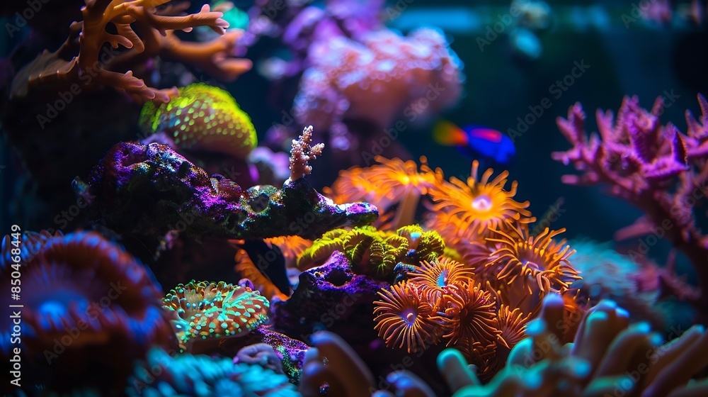 Poster Saltwater coral reef aquarium at home is most beautiful live decoration : Generative AI - Posters