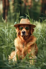Fashion forward canines  adorable dogs flaunting trendy hats and stylish sunglasses
