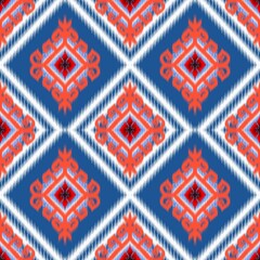 Blue and Red Tribal Diamond Pattern