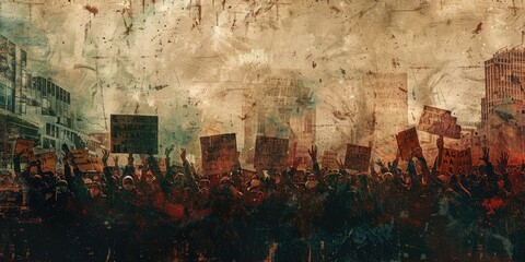 Obraz premium Abstract Protest Scene with Texture