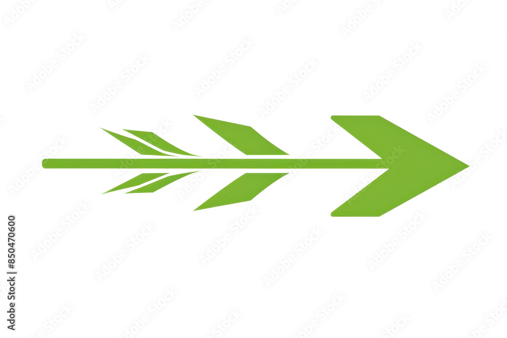 Poster green arrow icon pointing to the right, isolated on a transparent background, perfect for web design