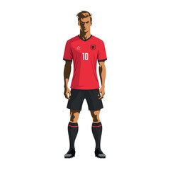 Soccer player in Albania team uniform