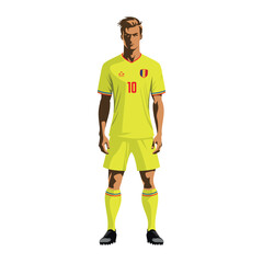 Obraz premium Soccer player in Romania team uniform