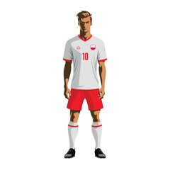 Soccer player in Poland team uniform