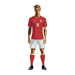 Soccer player in Denmark team uniform