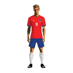 Soccer player in Serbia team uniform