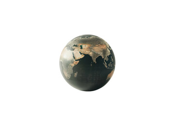 Highly detailed globe showing continents, focusing on Africa and Asia, isolated on transparent background. perfect for educational or design purposes.