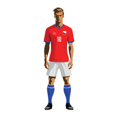 Soccer player in Czech Republic team uniform