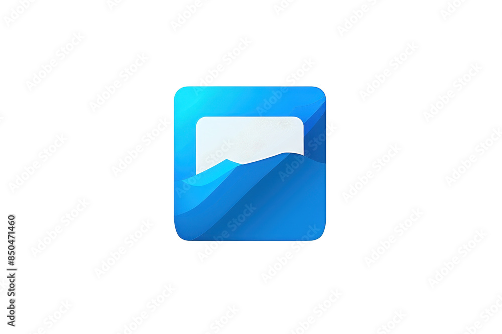 Poster minimalistic mobile application icon design with a blue and white color scheme, featuring a stylized