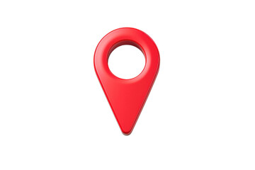 Red location pin icon on transparent background. symbolizing navigation, GPS, and map point. 3D rendering, isolated illustration.
