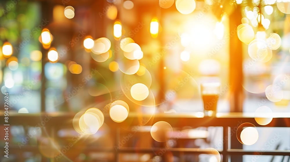 Poster blur coffee shop or cafe restaurant with abstract bokeh light image backgroundfor montage product di