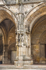 Column detail of the church entrance in Auxonne, France