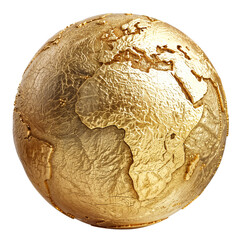 Fototapeta premium The planet earth gold made of pure gold isolated on a white background