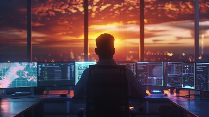 As the sun sets on the horizon a lone researcher continues to work in the lab skillfully fusing data from satellite images and atmospheric sensors to create a precise model of weather