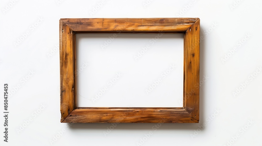 Poster old wooden picture frame isolated on white background : generative ai