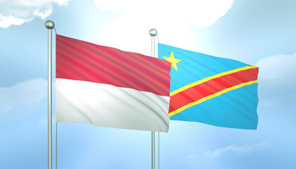 Indonesia and Congo Democratic Flag Together A Concept of Relations