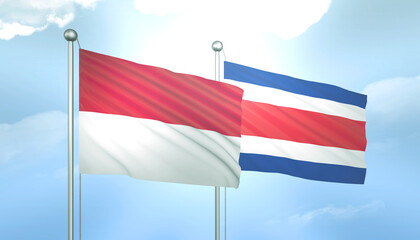 Indonesia and Costa Rica Flag Together A Concept of Relations